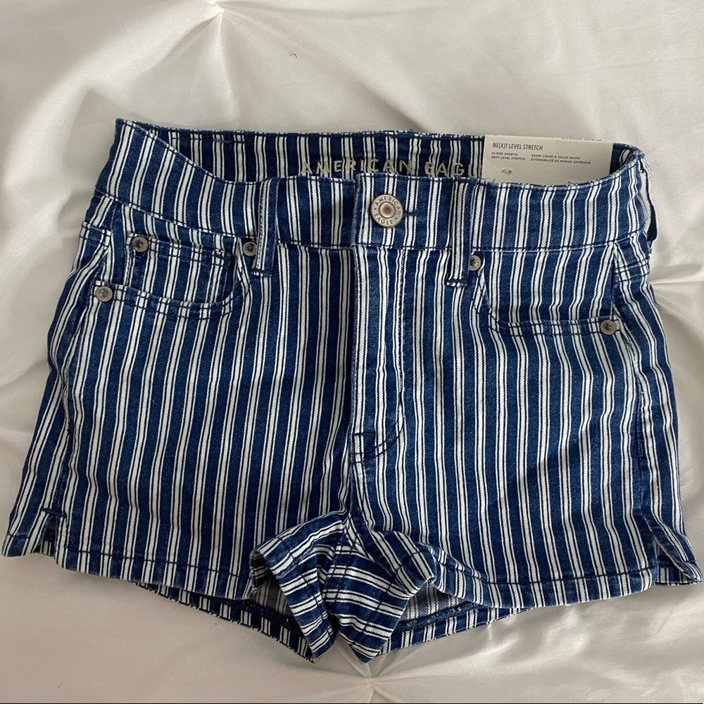 NWT AEO Pinstripe jean shorts